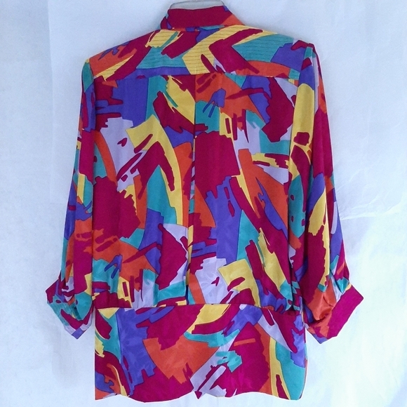 Pat Argenti multicolor silk vintage double breasted button blazer size 10 EUC - Picture 10 of 10